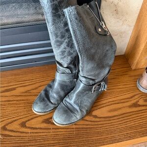 Bed Stu Distressed Black Leather Heeled Boots